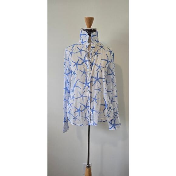 Escales Paris Women's Long Sleeve Starfish button down Shirt Sz M (0949) - Picture 1 of 10